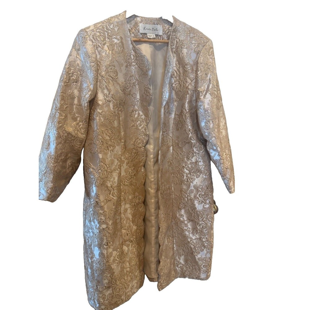 KRISTA BELLA Ladies CHURCH GOLD LONG COAT SIZE 18